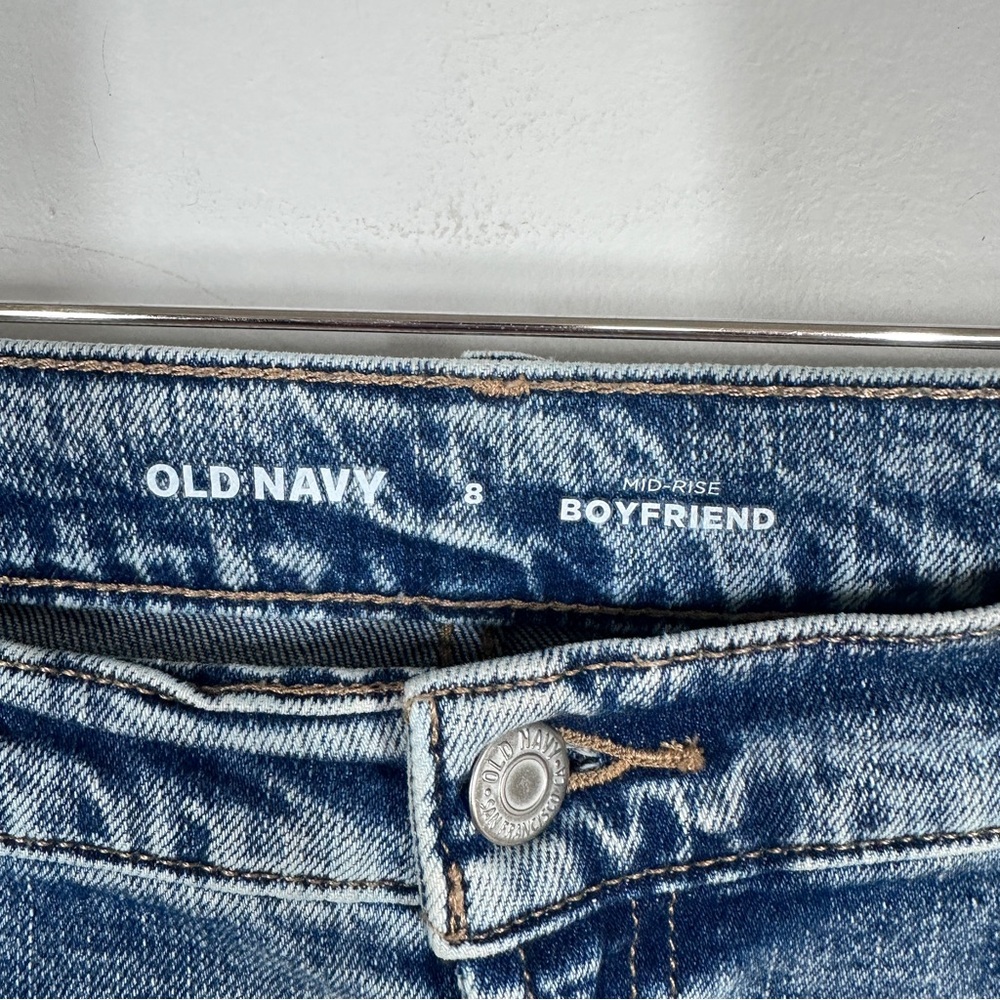 Old Navy Mid Rise Acid Wash Boyfriend Jeans size 8 - Picture 3 of 6